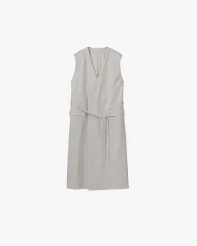 -SALE- Viscose Wool Silk Gabardine Sleeveless Wrap Coat