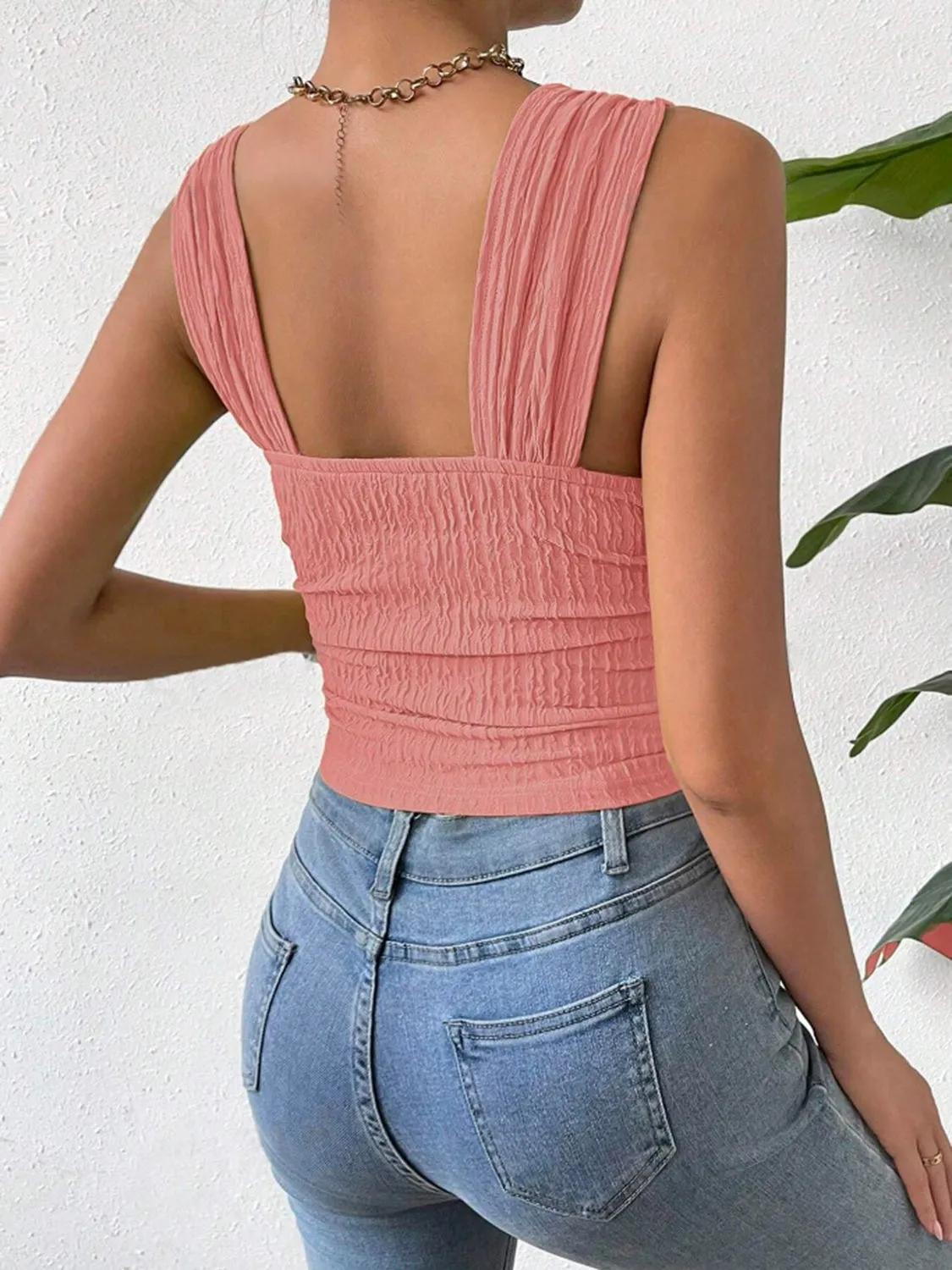 🌼 Textured Square Neck Wide Strap Tank 🌼