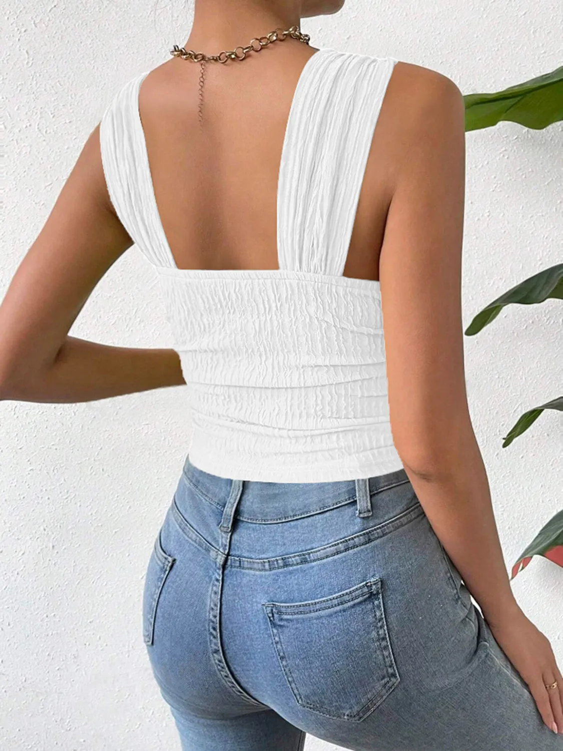 🌼 Textured Square Neck Wide Strap Tank 🌼