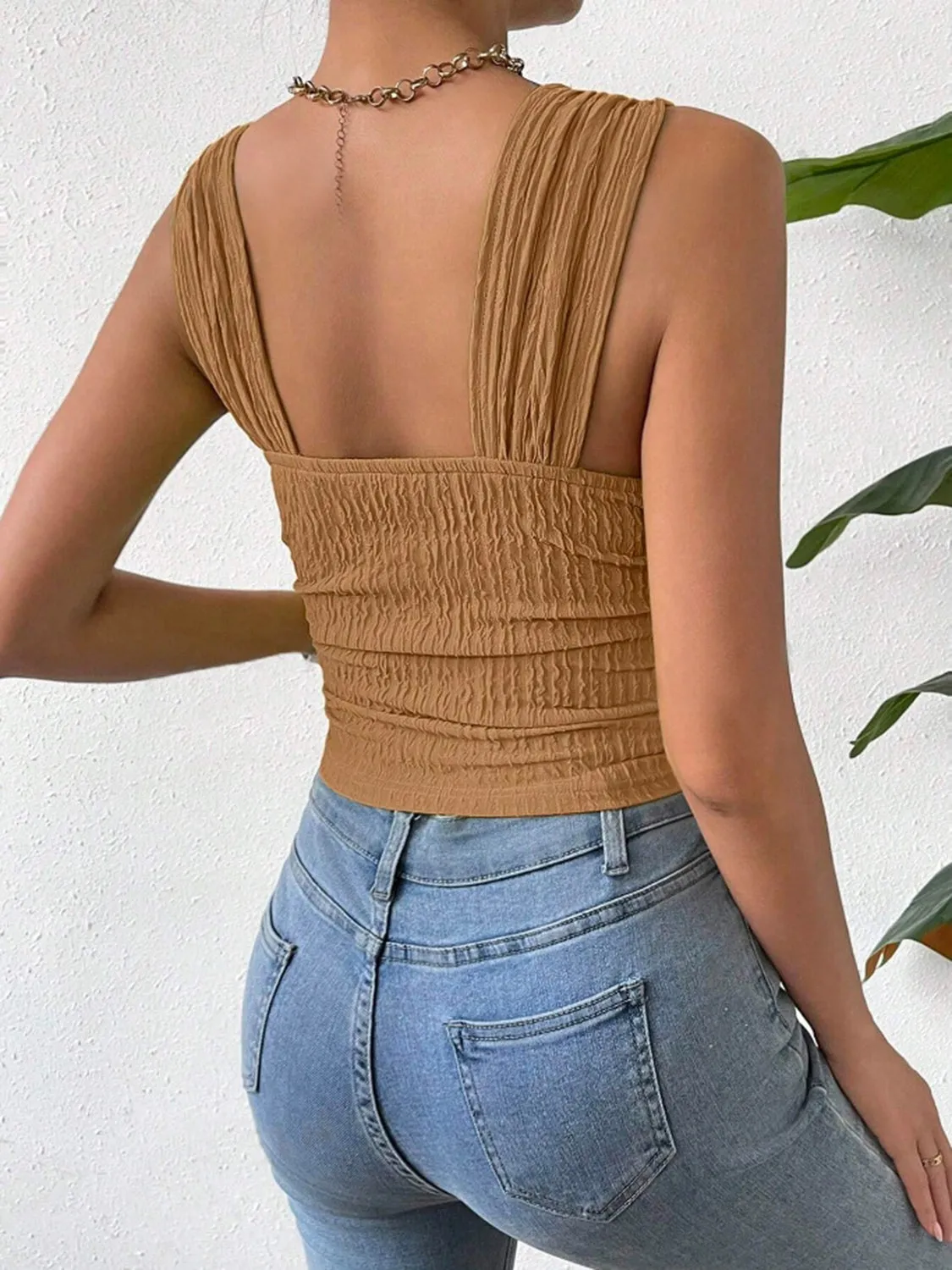 🌼 Textured Square Neck Wide Strap Tank 🌼