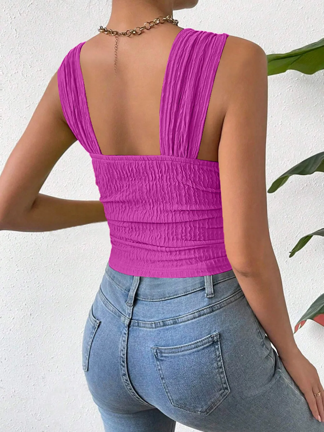 🌼 Textured Square Neck Wide Strap Tank 🌼