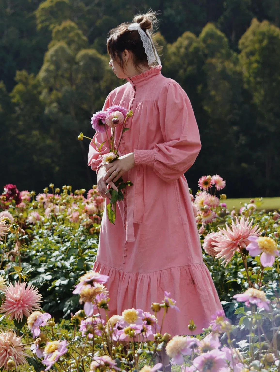 100% COTTON CORDUROY - CLOTHILDE DRESS CERISE PINK