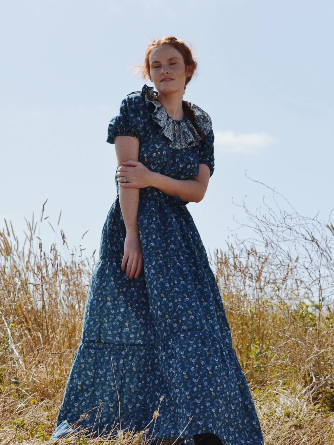 100% RECYCLED COTTON - PIERROT MAXI DRESS BLUE FLORAL