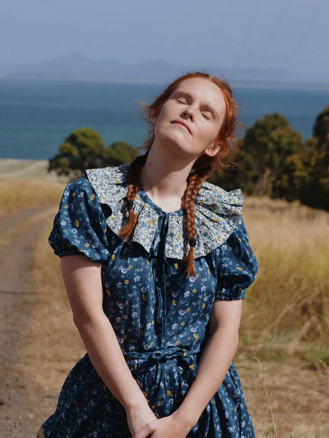 100% RECYCLED COTTON - PIERROT MAXI DRESS BLUE FLORAL