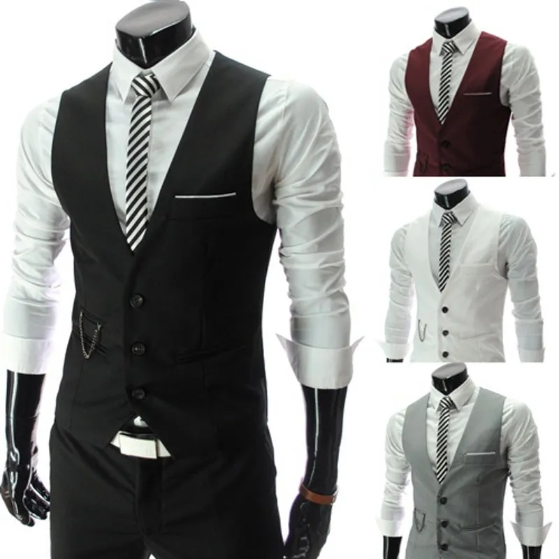 2022 New Arrival Dress Vests For Men Slim Fit Mens Suit Vest Male Waistcoat Gilet Homme Casual Sleev