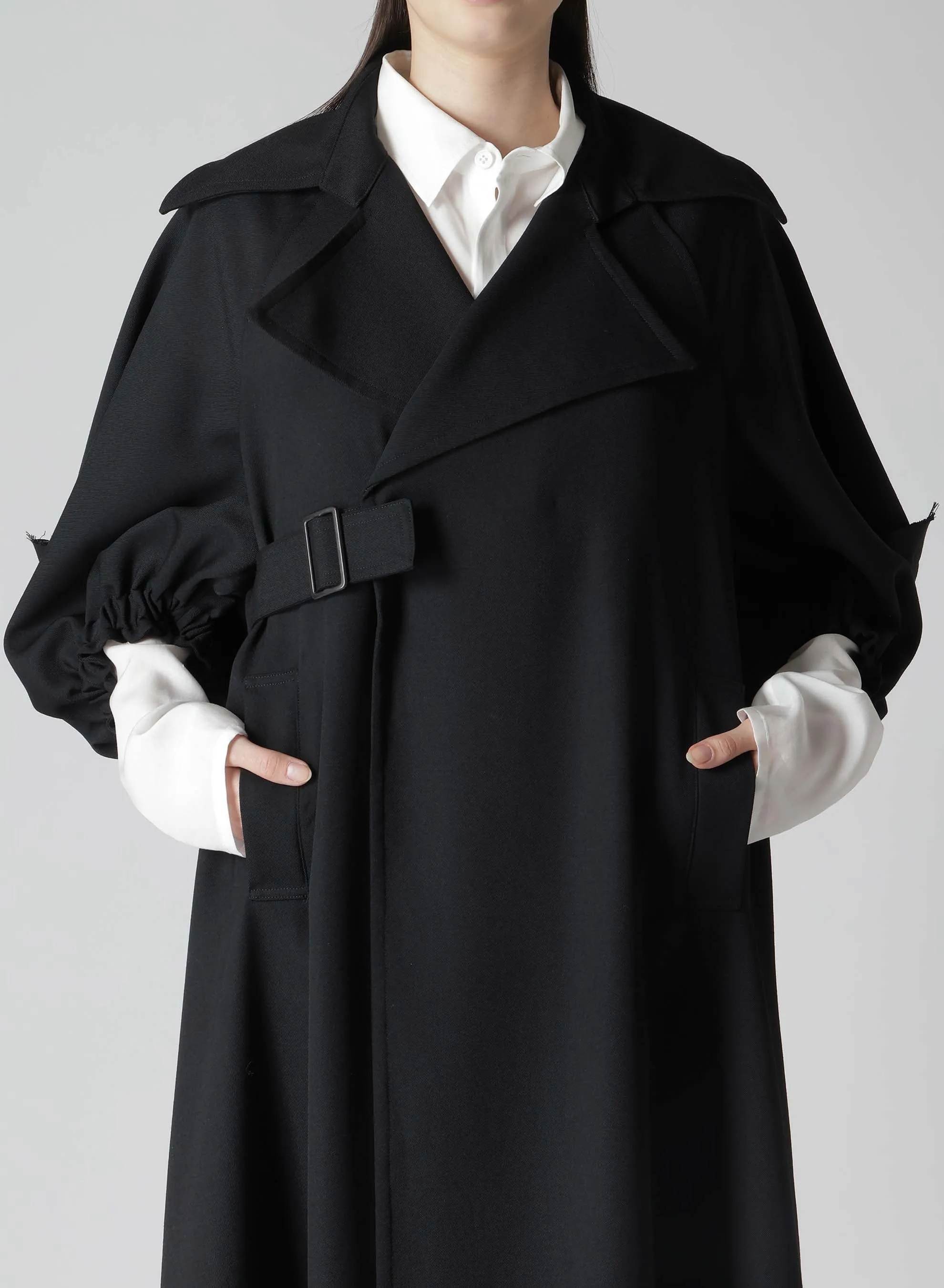 2/60 WOOL GABARDINE BALLOON SLEEVE COAT