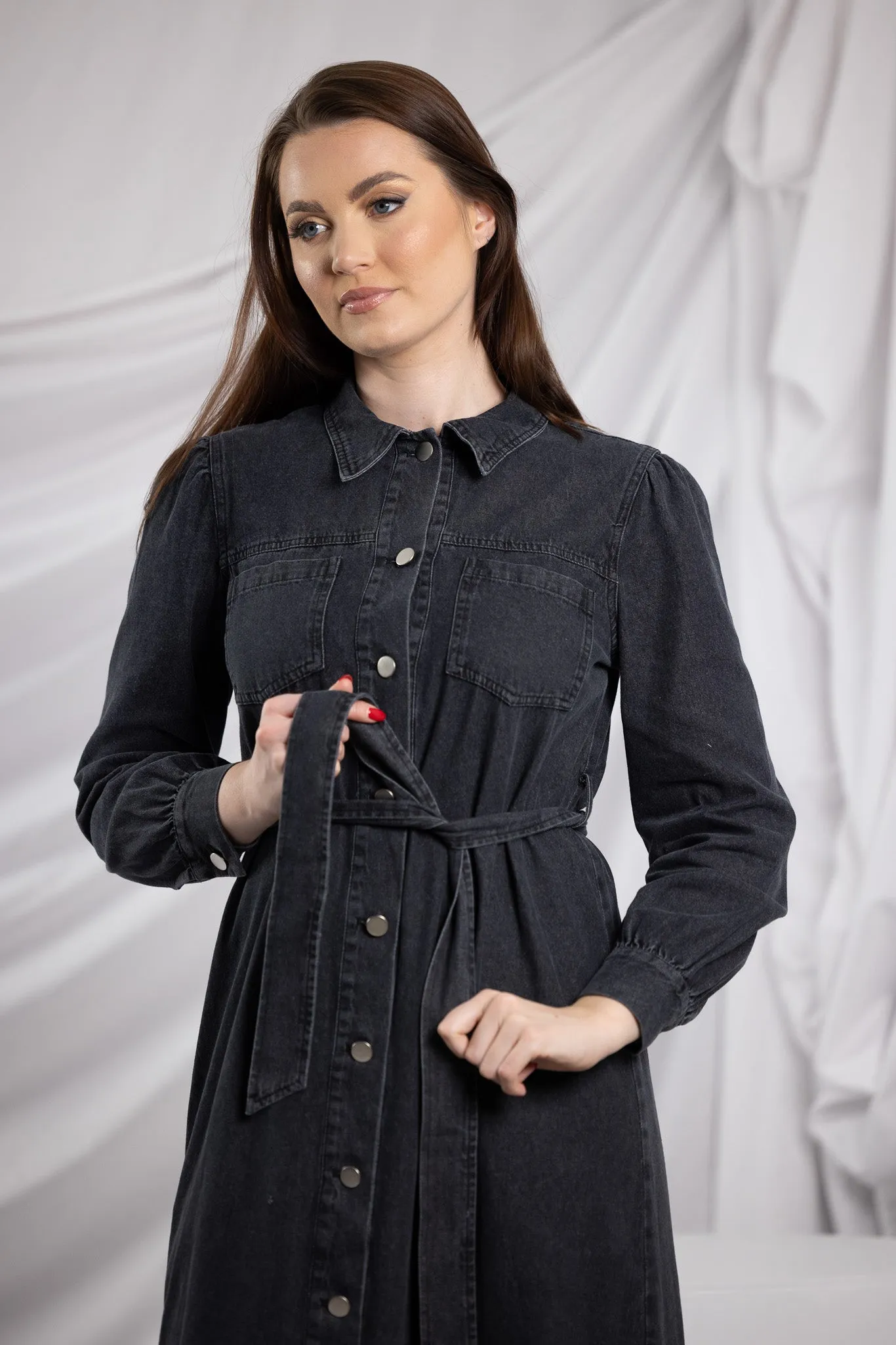 Abra Snap Button Denim Dress