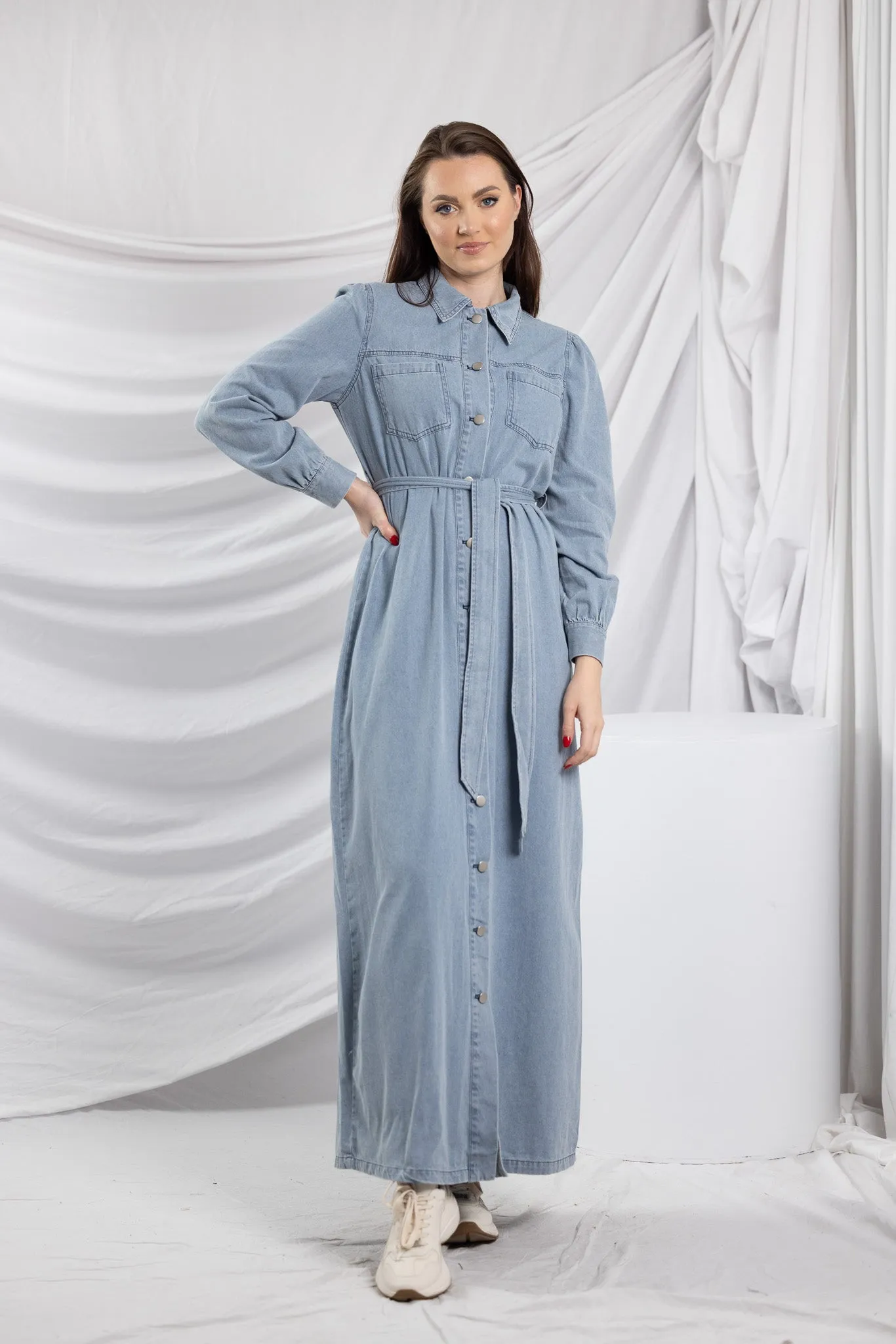 Abra Snap Button Denim Dress