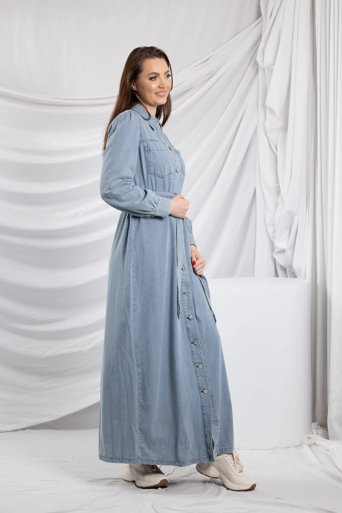 Abra Snap Button Denim Dress