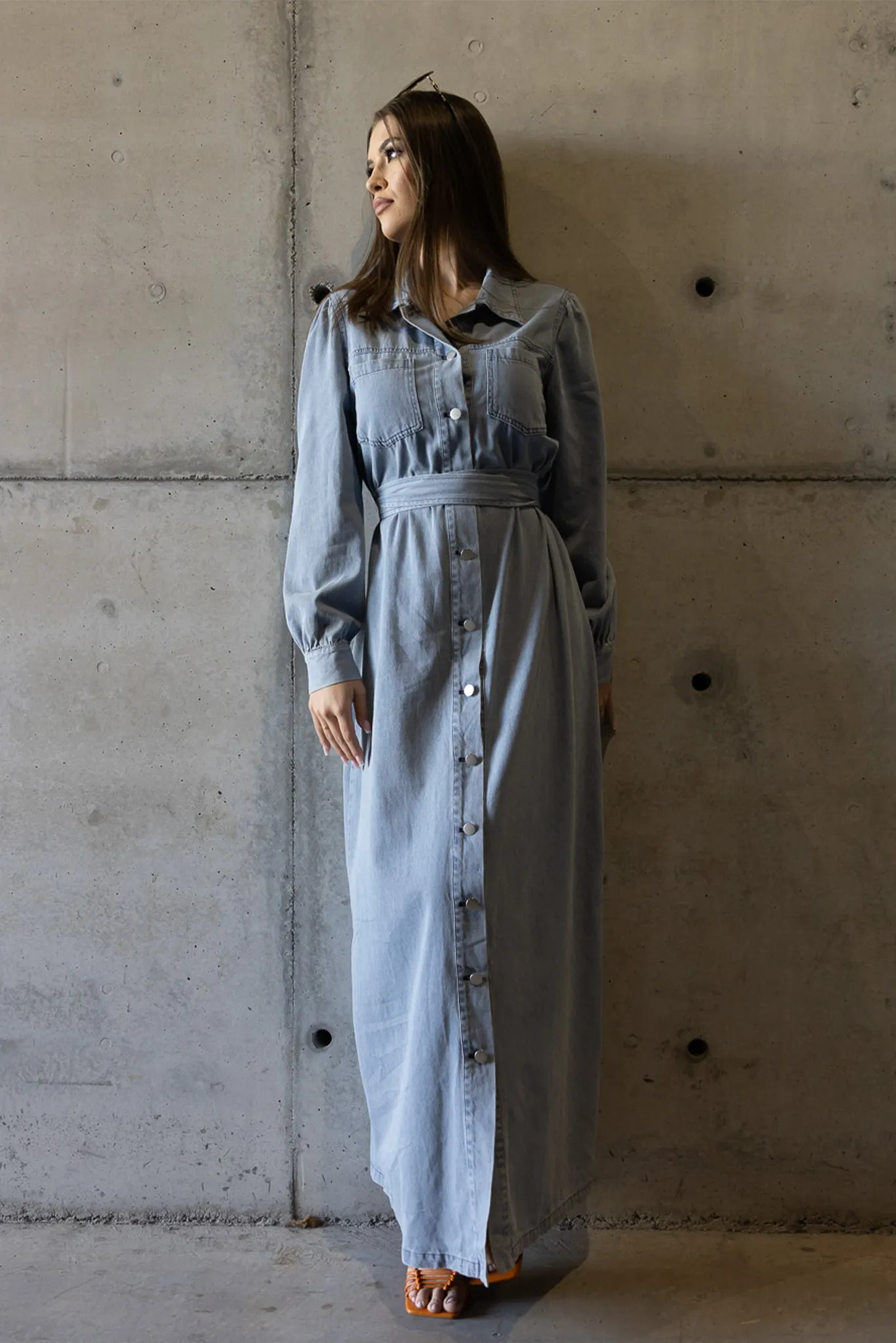 Abra Snap Button Denim Dress