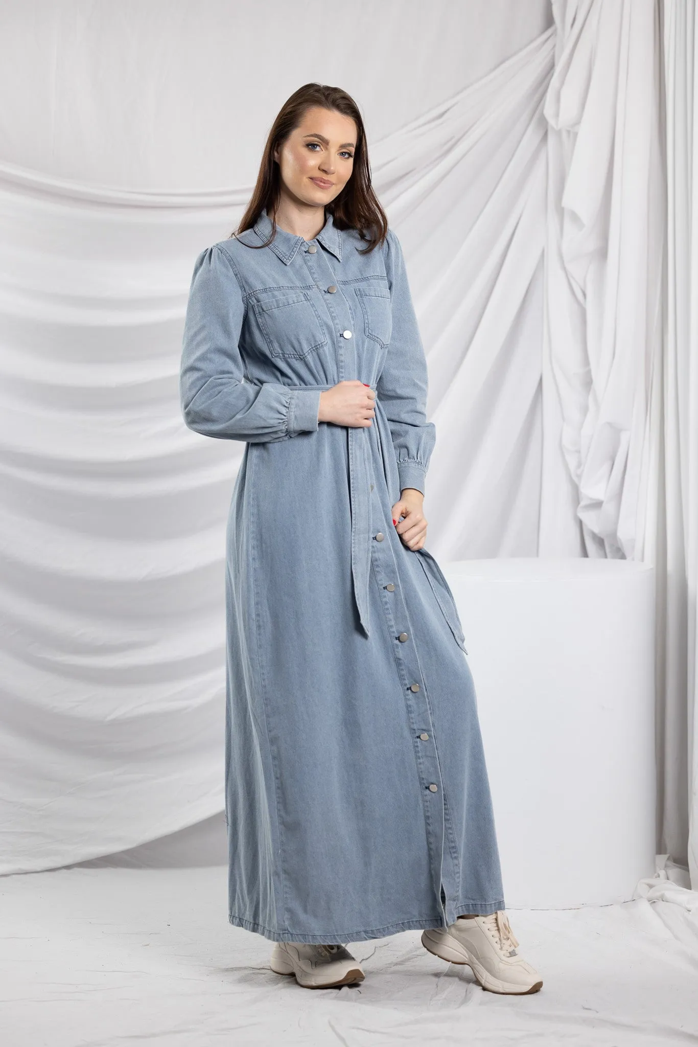 Abra Snap Button Denim Dress