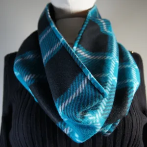 Accessories - Scarves - Cowl - Plaid Turquoise and Black Plaid