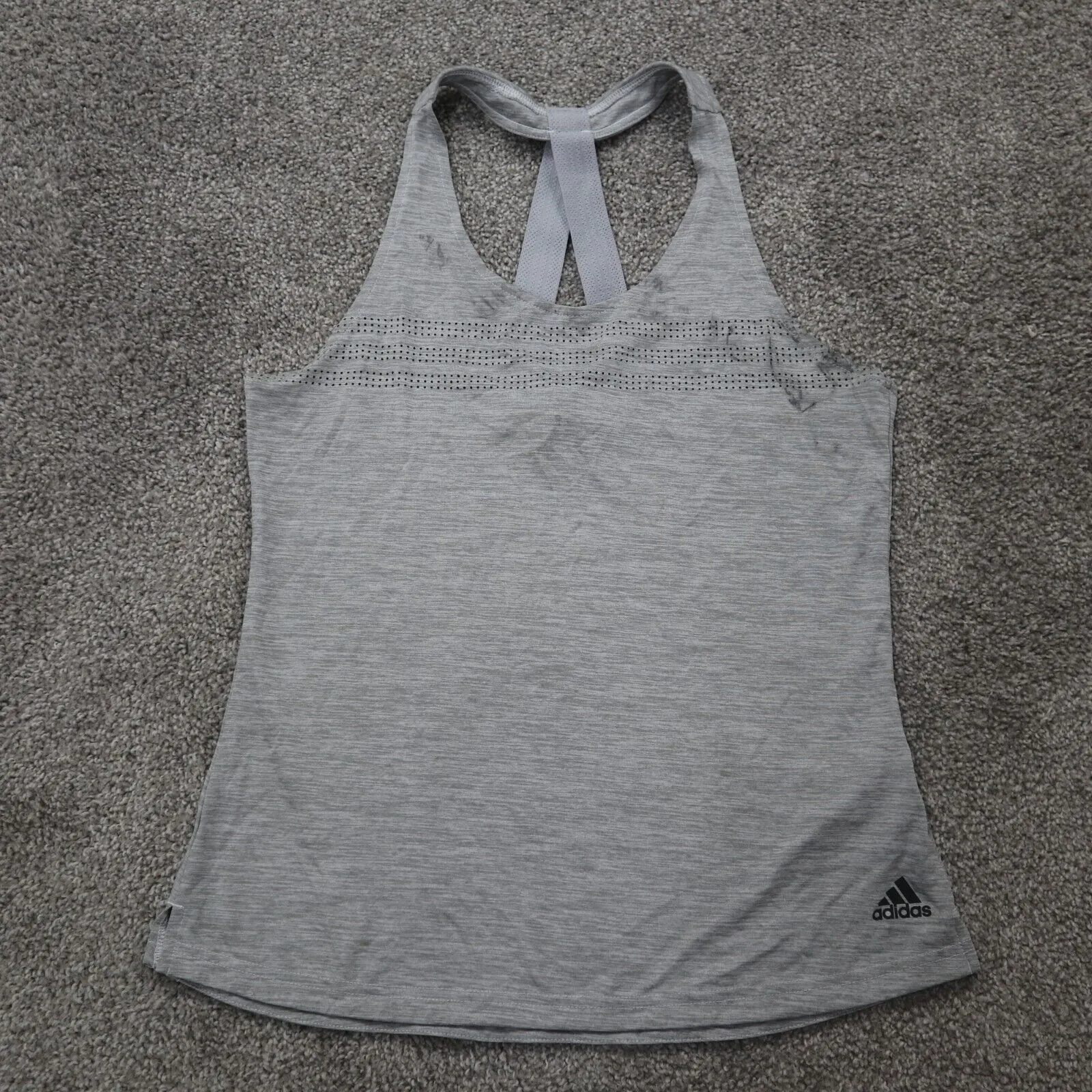 adidas  Womens Sleeveless Racerback Athletic Tank Top Gray Size Small US