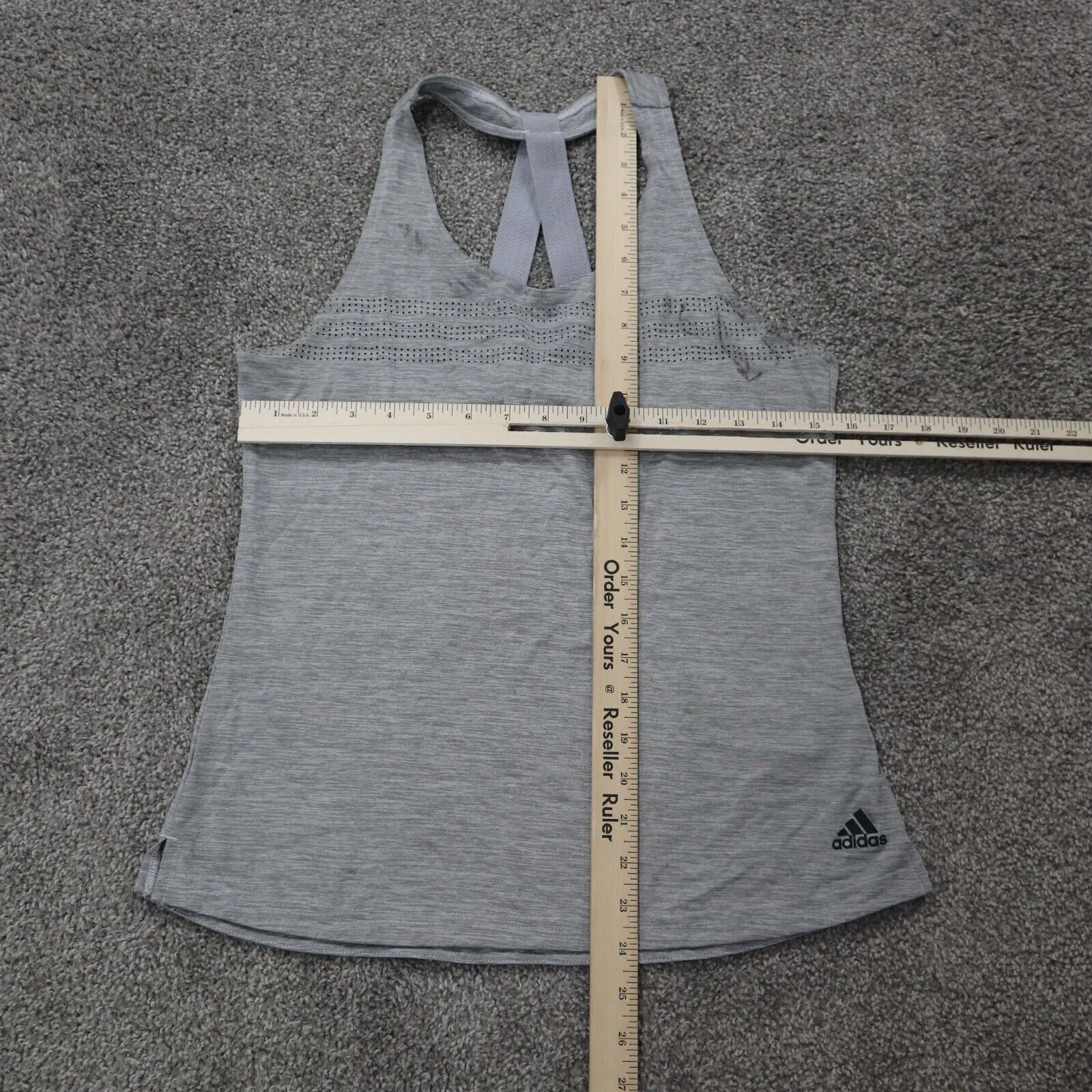 adidas  Womens Sleeveless Racerback Athletic Tank Top Gray Size Small US