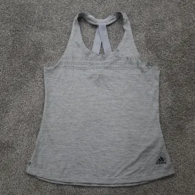 adidas  Womens Sleeveless Racerback Athletic Tank Top Gray Size Small US