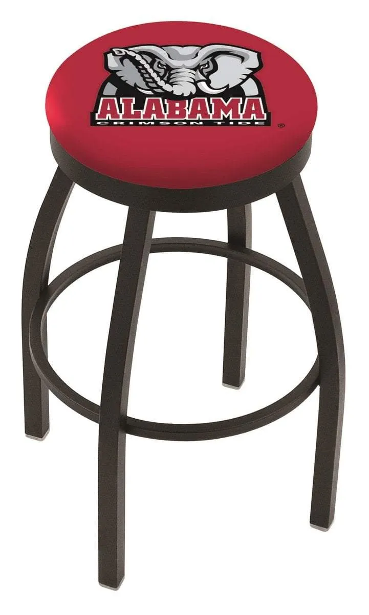 Alabama Crimson Tide HBS Black Swivel Bar Stool with Red Cushion