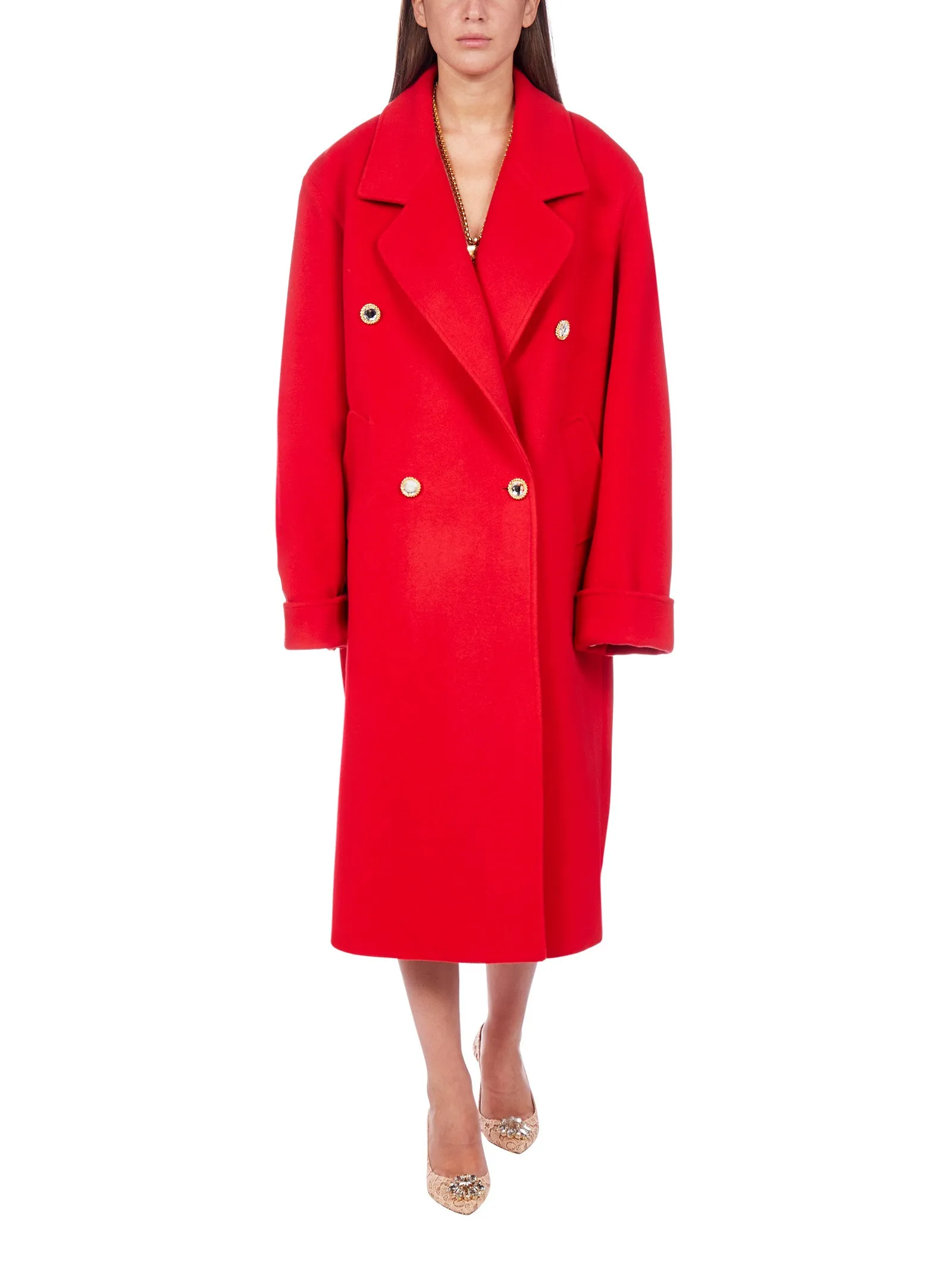 Alessandra Rich Button-Detailed Oversize Coat