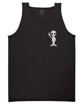 Alien Peace Sign Chest Mens Tank Top Shirt