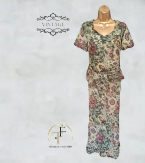 Allyson Whitmore Rare Vintage Boho Style Floral Tiered Maxi Dress UK 16 US 12 EU44