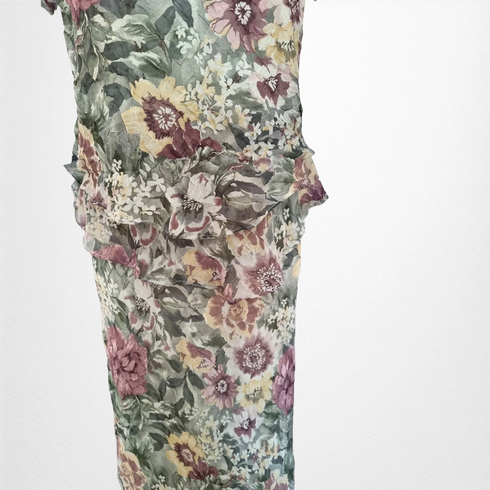 Allyson Whitmore Rare Vintage Boho Style Floral Tiered Maxi Dress UK 16 US 12 EU44