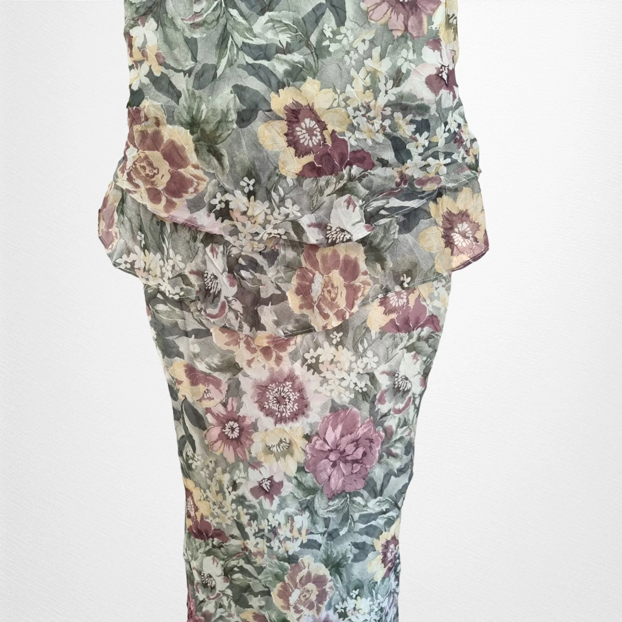 Allyson Whitmore Rare Vintage Boho Style Floral Tiered Maxi Dress UK 16 US 12 EU44