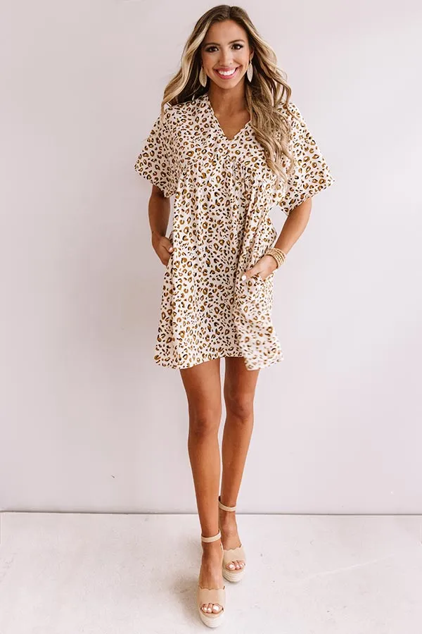 Alps And Kisses Leopard Babydoll Dress In Ivory