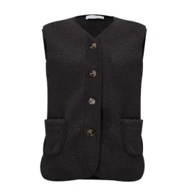 Amazing Woman Faux Suede Teddy Gilet Charcoal