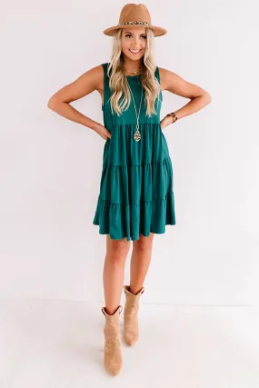 Apple Spiced Wishes Babydoll Dress In Hunter Green