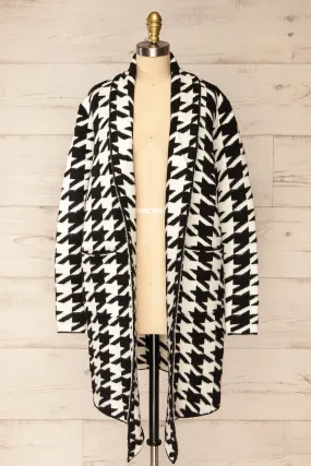 Arganda | Open Front Houndstooth Coat