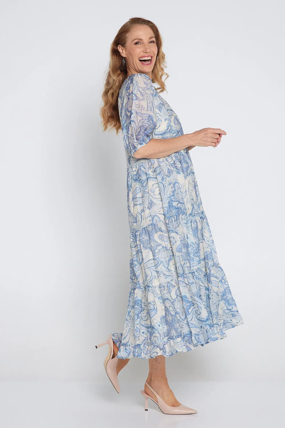 Azura Dress - Blue Paisley