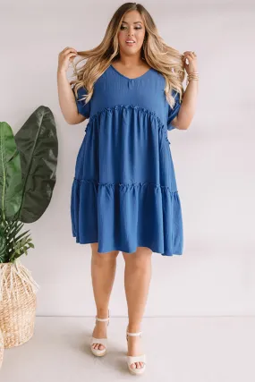 Bali Daydream Babydoll Dress In Blue Curves