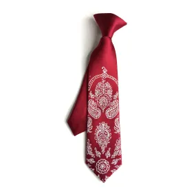 Bandana Print kids tie. Boys clip-on paisley necktie.