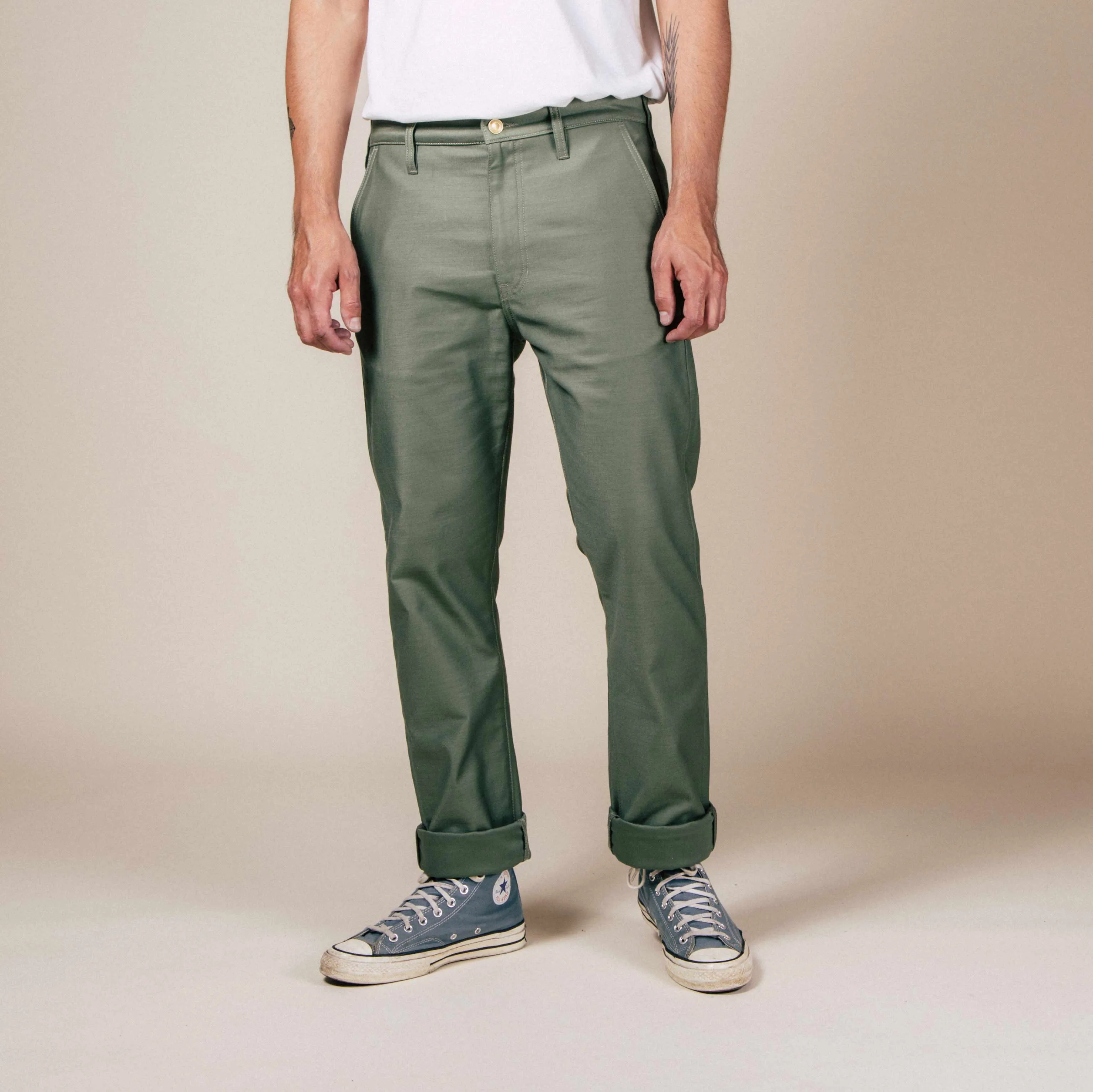 BC-03 STRAIGHT CHINO 10 oz. army green military twill (lot 2023)