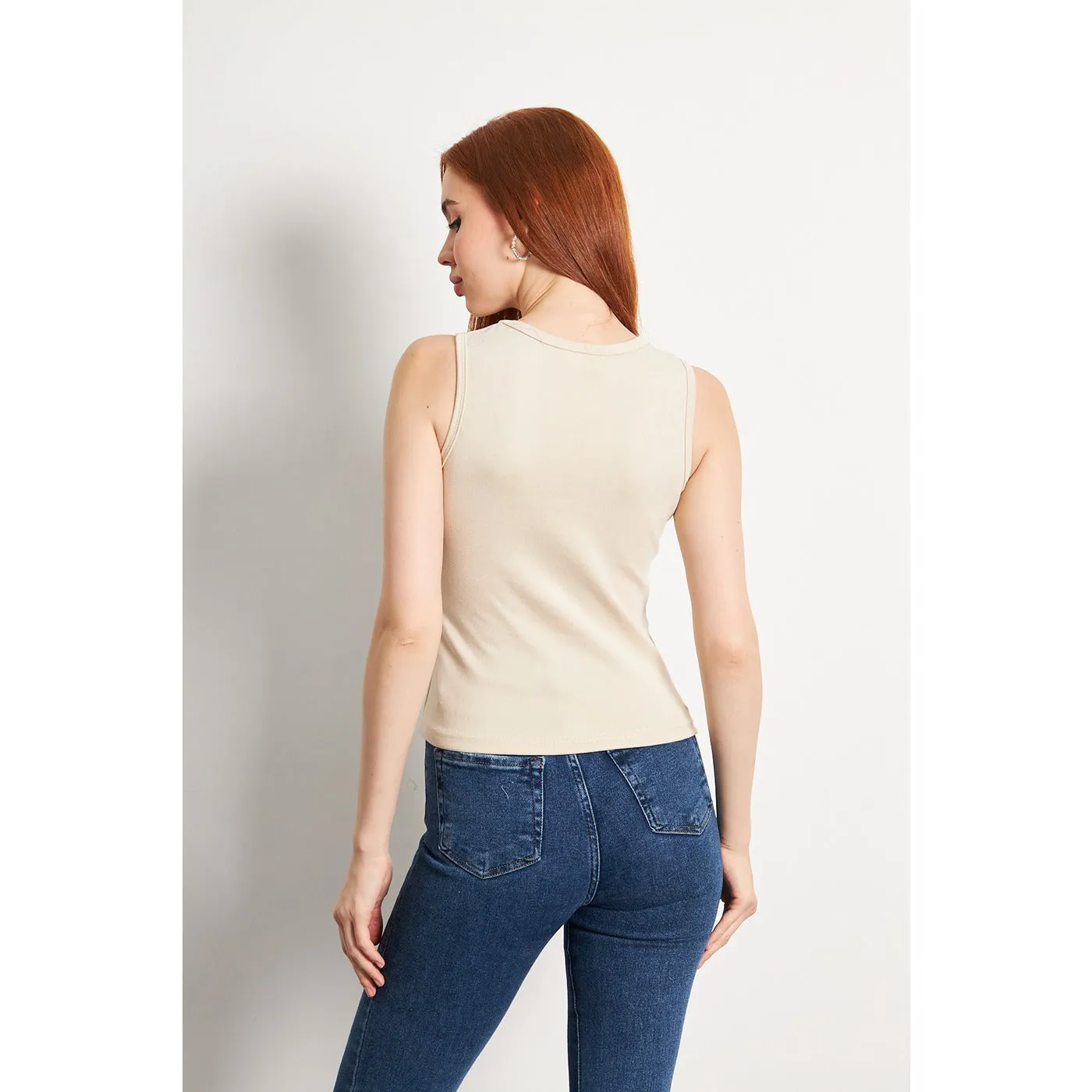 Beige Basic Tank Top