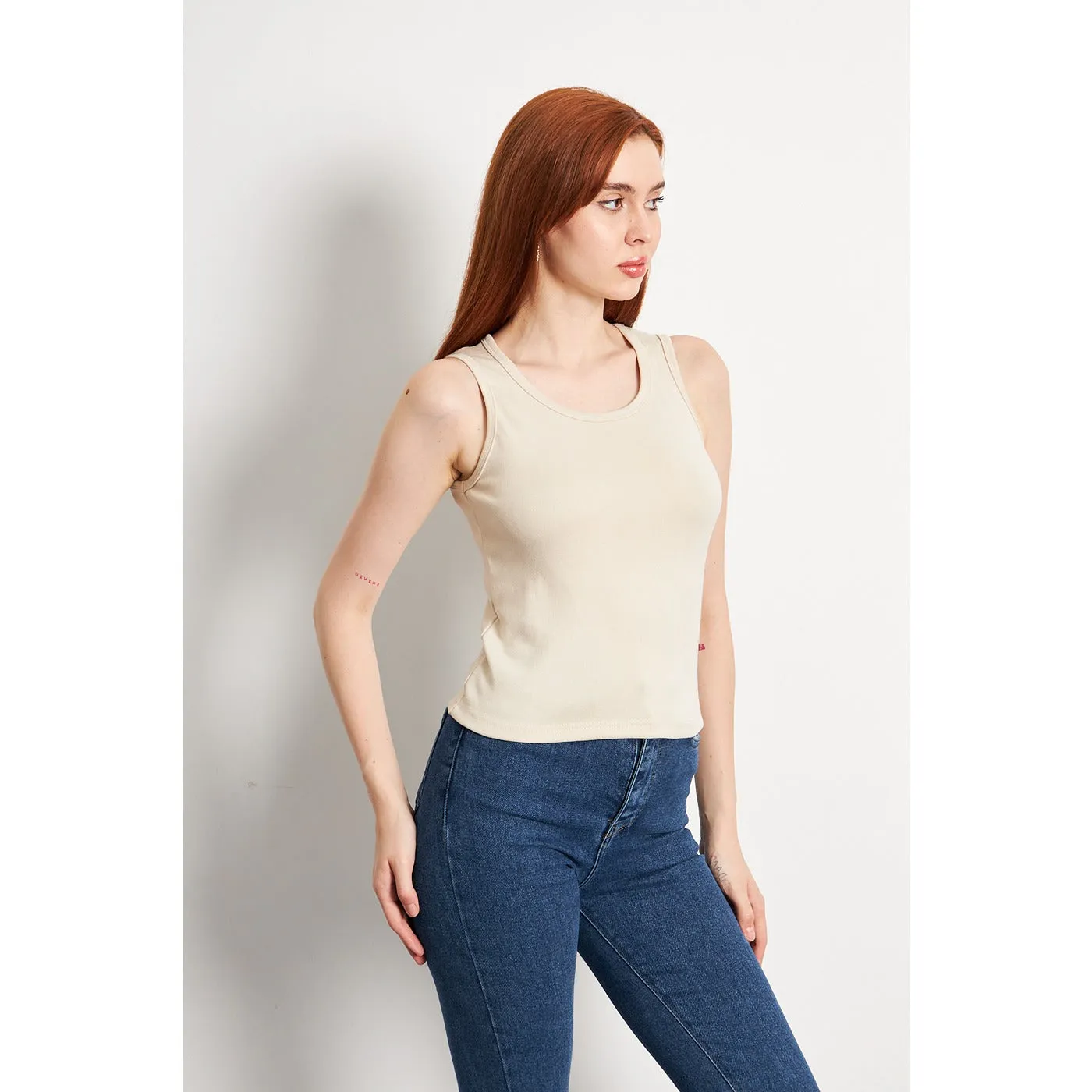 Beige Basic Tank Top