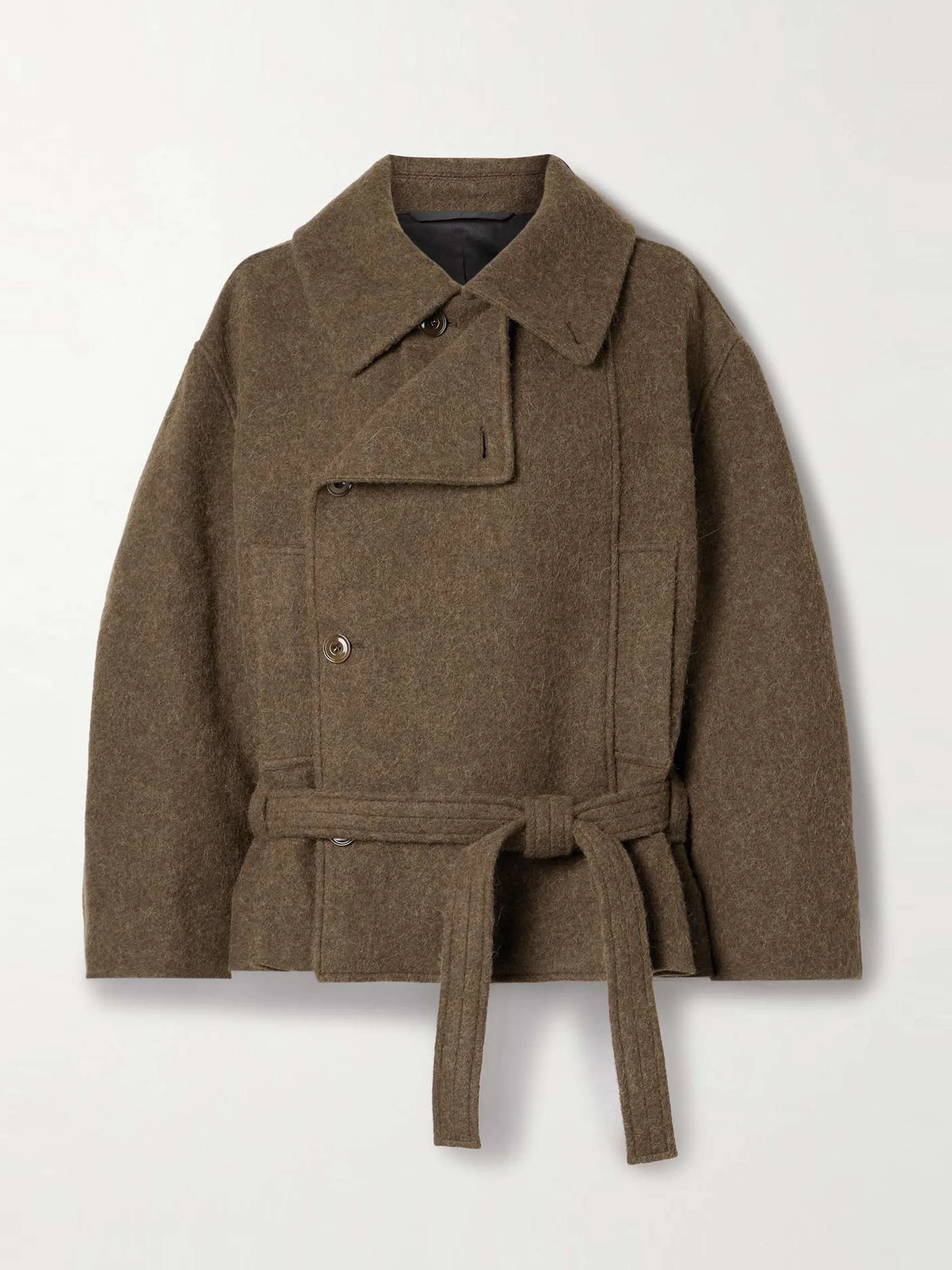 Belted wool and alpaca-blend coat