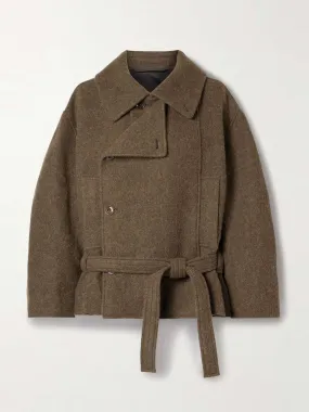 Belted wool and alpaca-blend coat