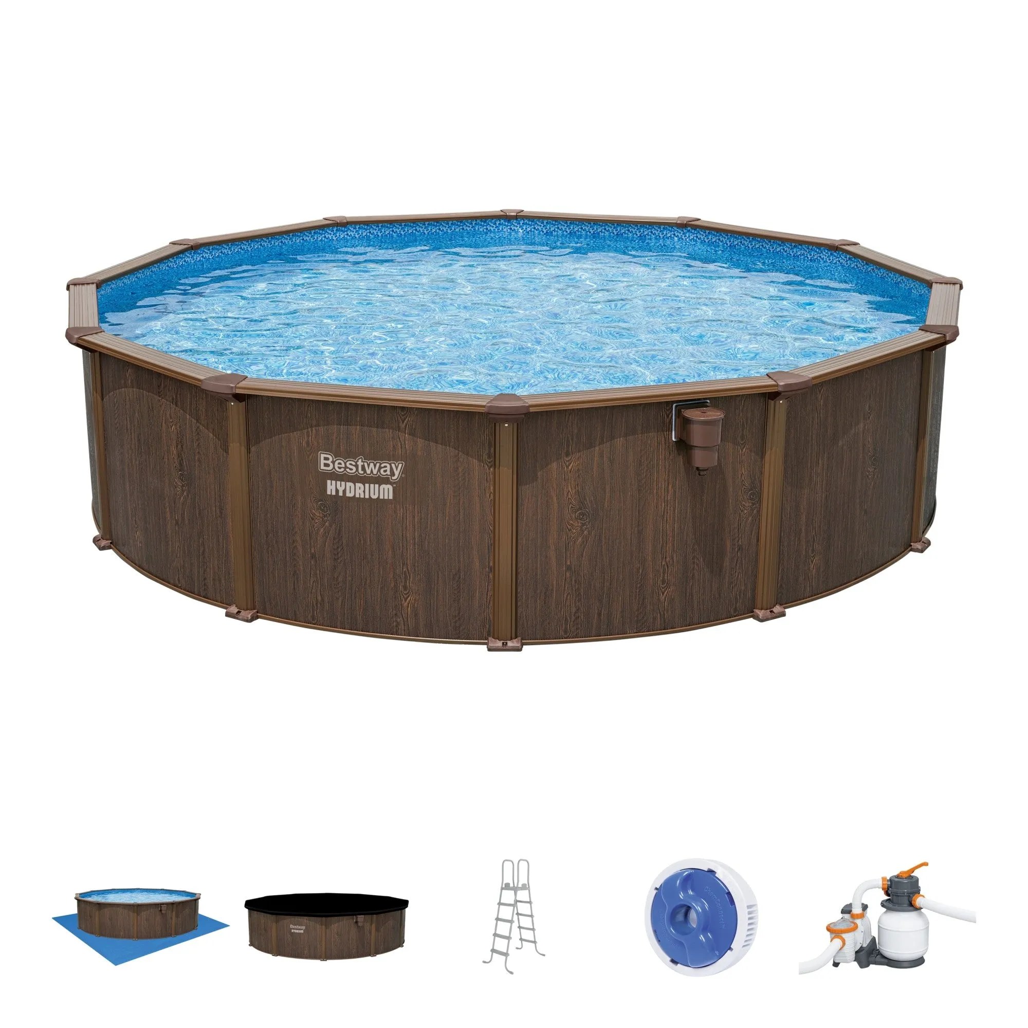 Bestway 18'x52" Steel Wall Above Ground Swimming Pool Set,Brown(For Parts)