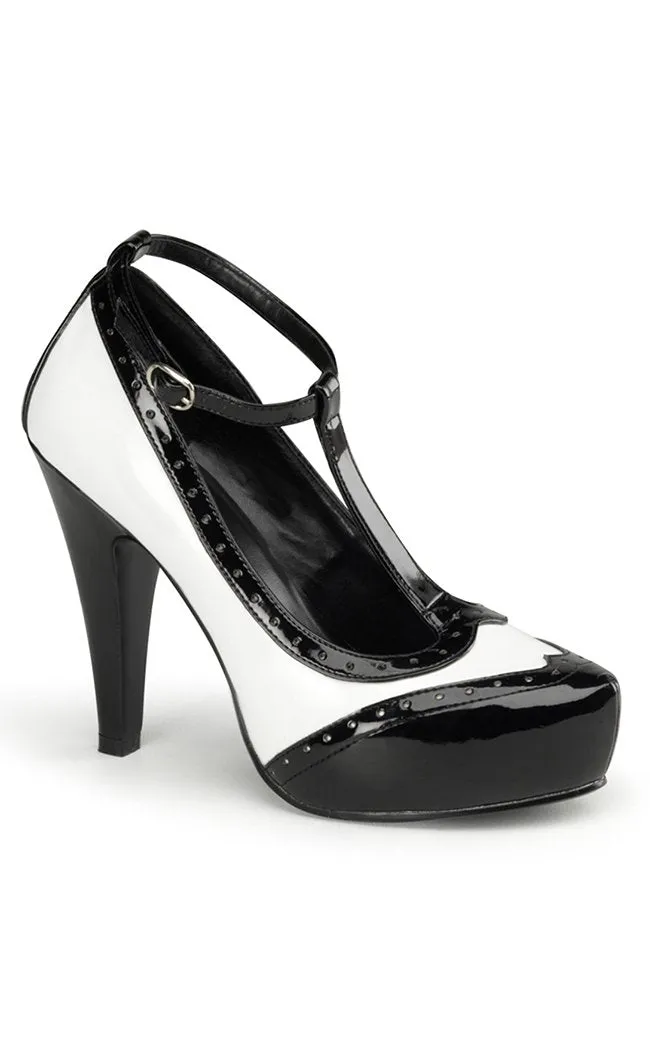 BETTIE-22 Blk-Wht Pat Heels