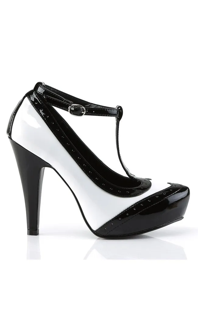 BETTIE-22 Blk-Wht Pat Heels