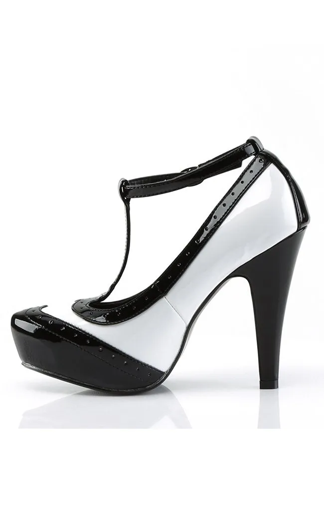 BETTIE-22 Blk-Wht Pat Heels