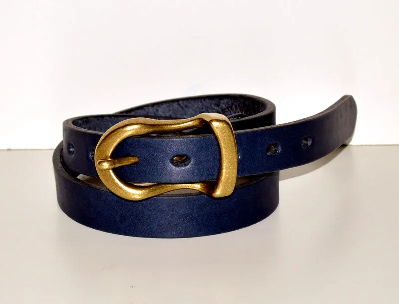 BIG JOHN "VBLT04-ID" HIMEJI LEATHER ORIGINAL INDIGO NARROW BELT (5mm)