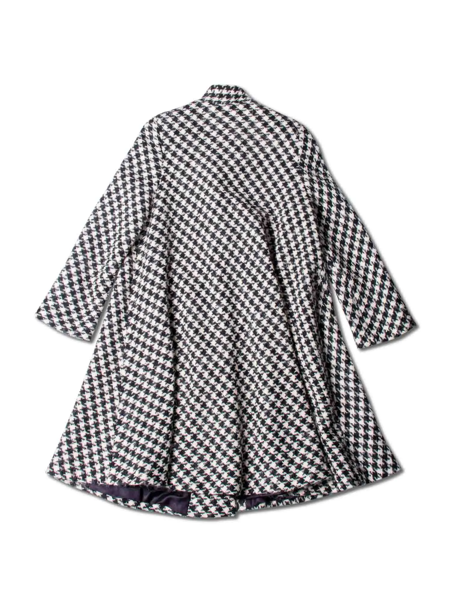 Bill Blass Vintage Alpaca Houndstooth Wool Swing Coat Black White