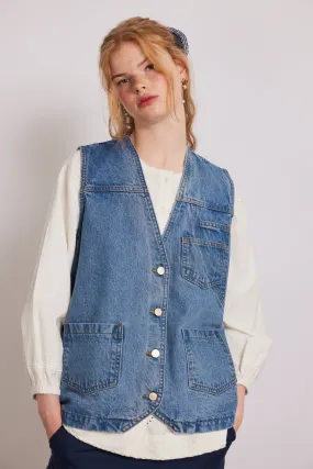 billie denim gilet - vintage wash