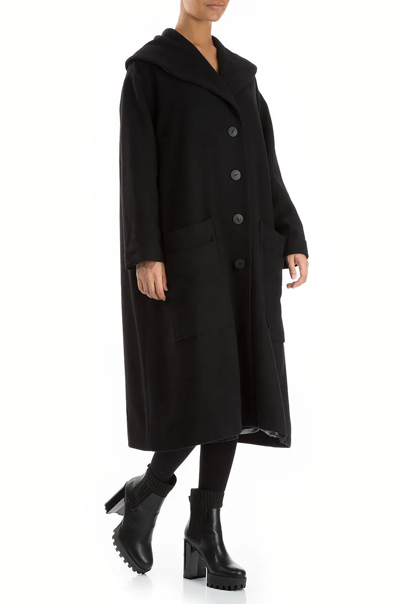 Black Light Wool Swing Coat