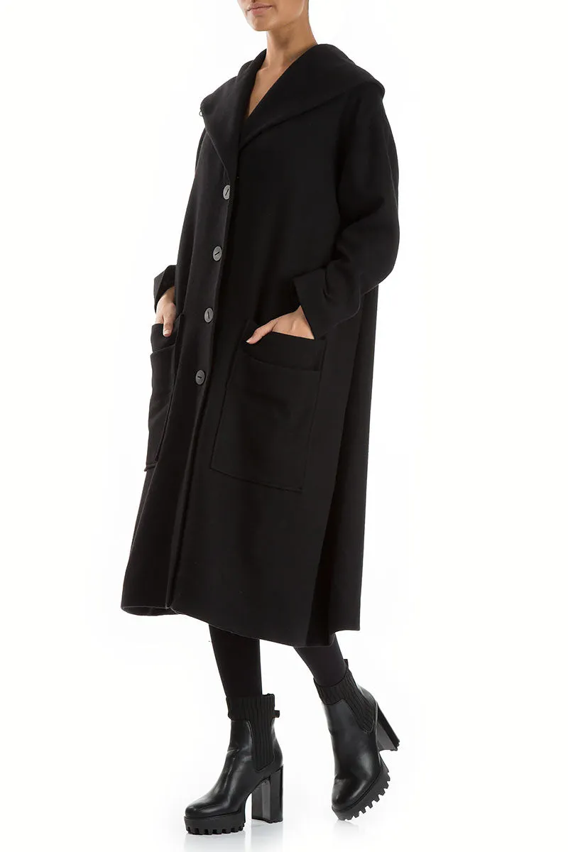 Black Light Wool Swing Coat