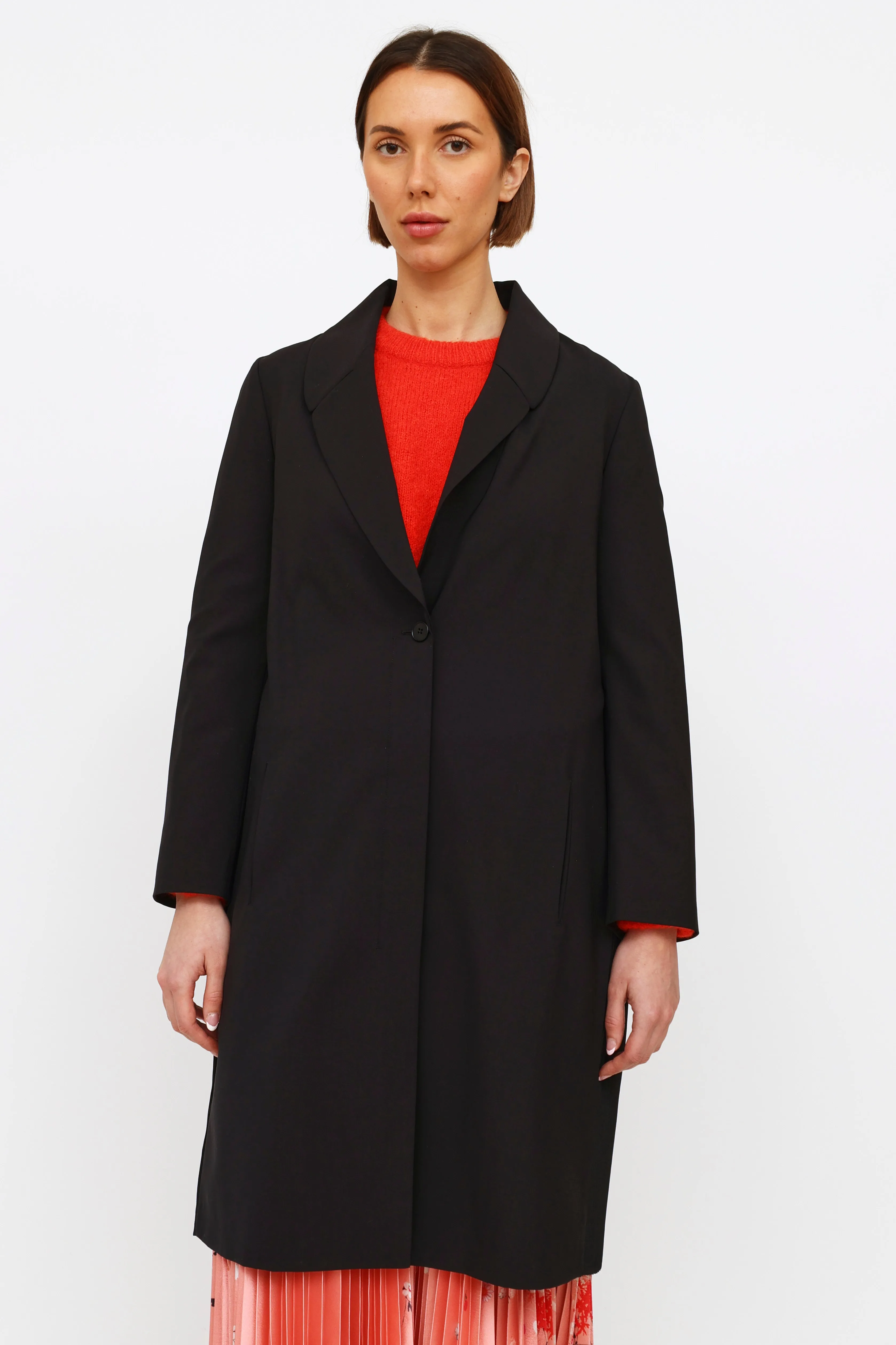 Black Pleated Panel Coat