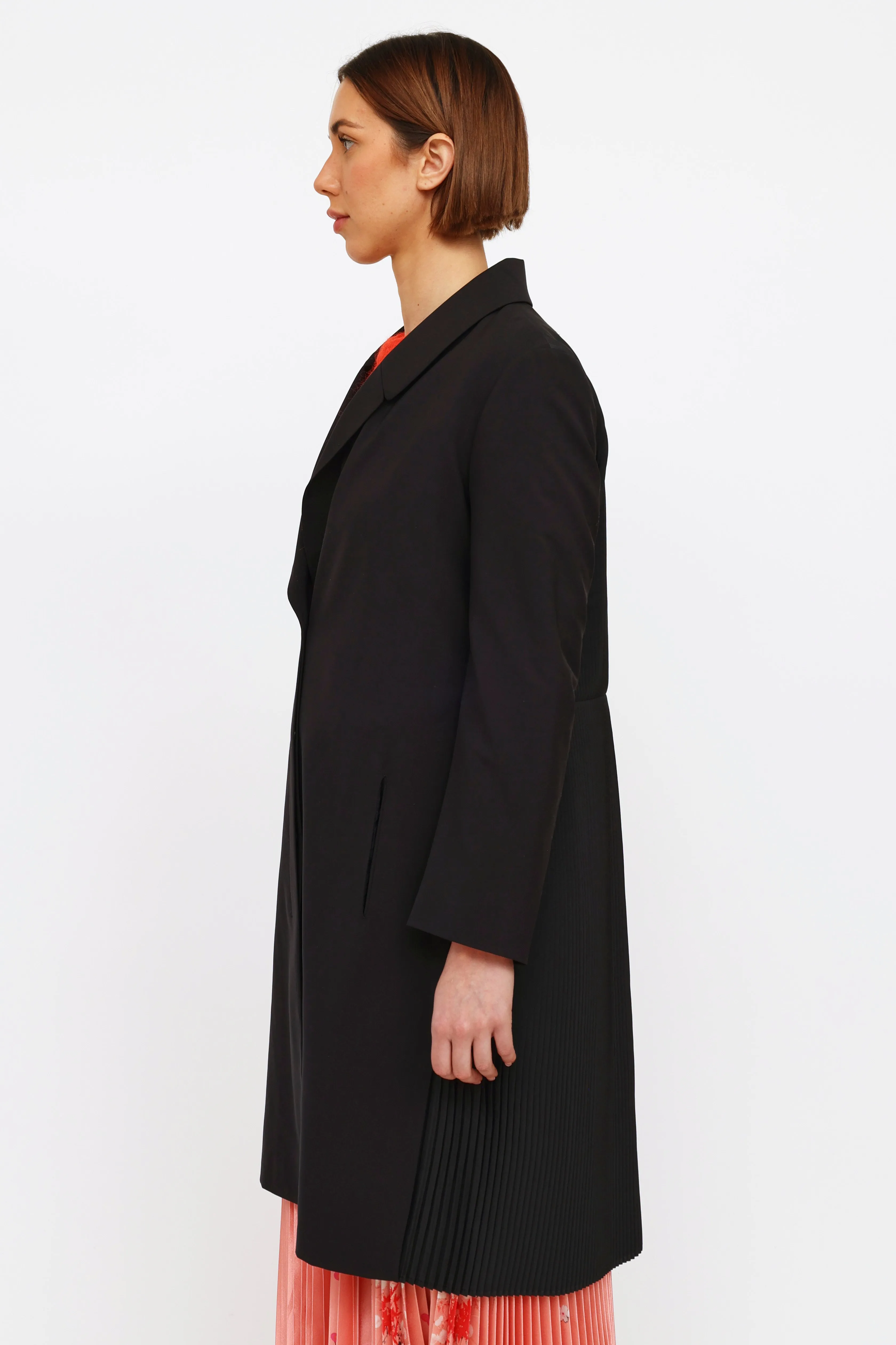 Black Pleated Panel Coat