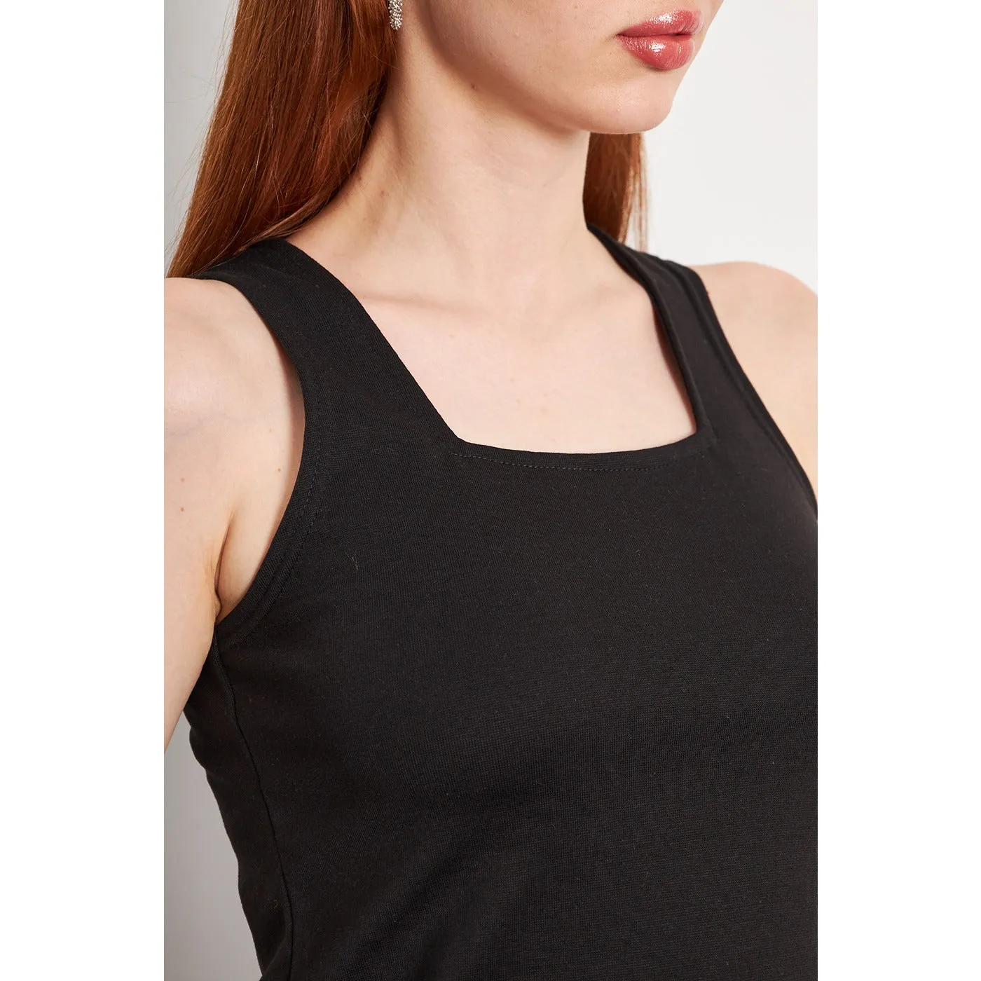 Black Square Neck Tank Top