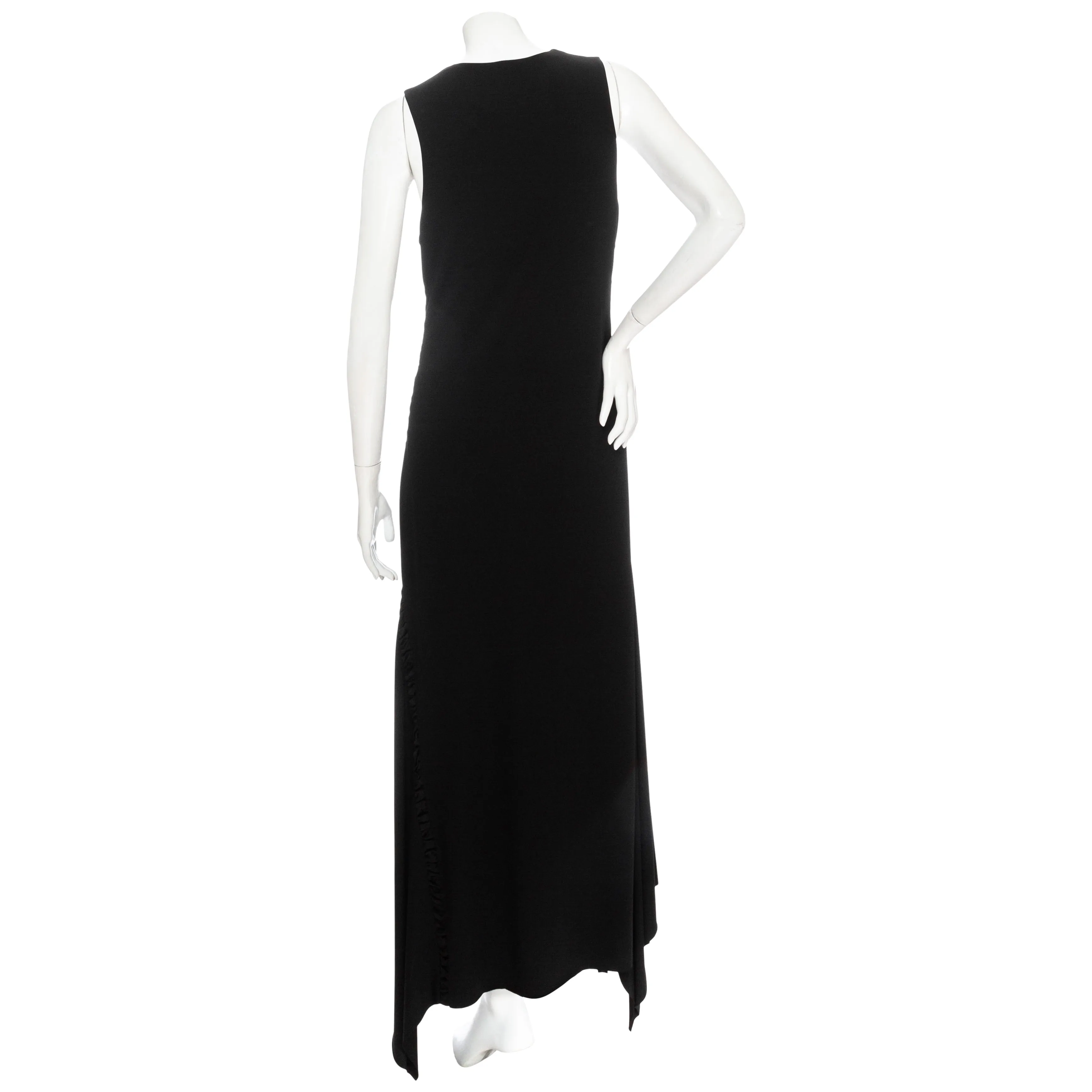 Black Viscose Cady Satin-Trim Ruched Maxi Dress